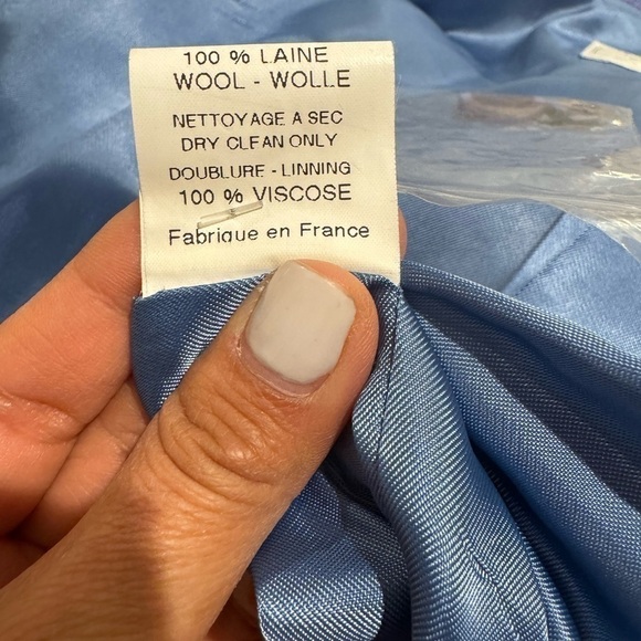 CYRILLIS Paris 100% wool fitted blazer blue size 8 C3 preppy academia - Picture 6 of 13